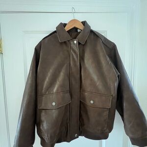 H&M Women’s Brown Faux Leather Jacket